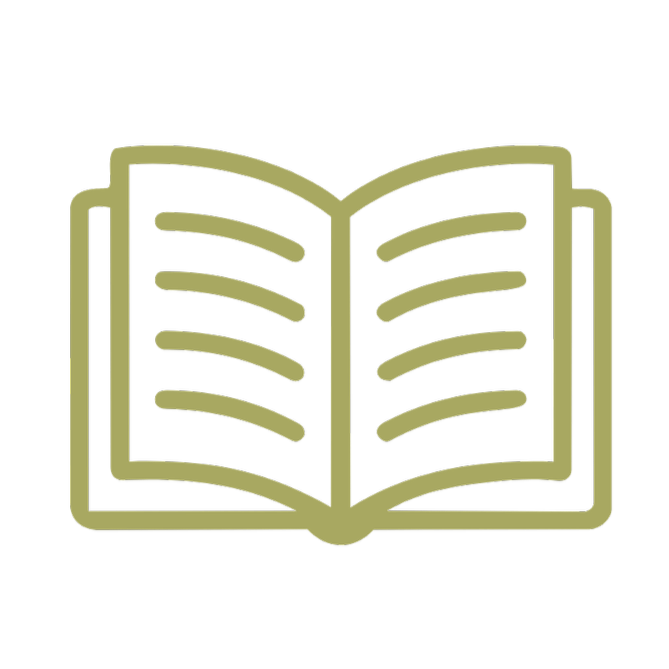 Icon of an open book with lines representing text on each page.