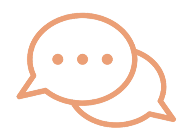 Two overlapping speech bubbles with three dots inside the top bubble, representing a conversation or messaging.