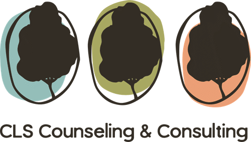 CLS Counseling & Consulting logo: three trees in teal, green, and orange