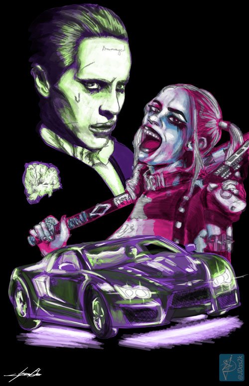 Joker & Harley Quinn - Purple Lambroghini