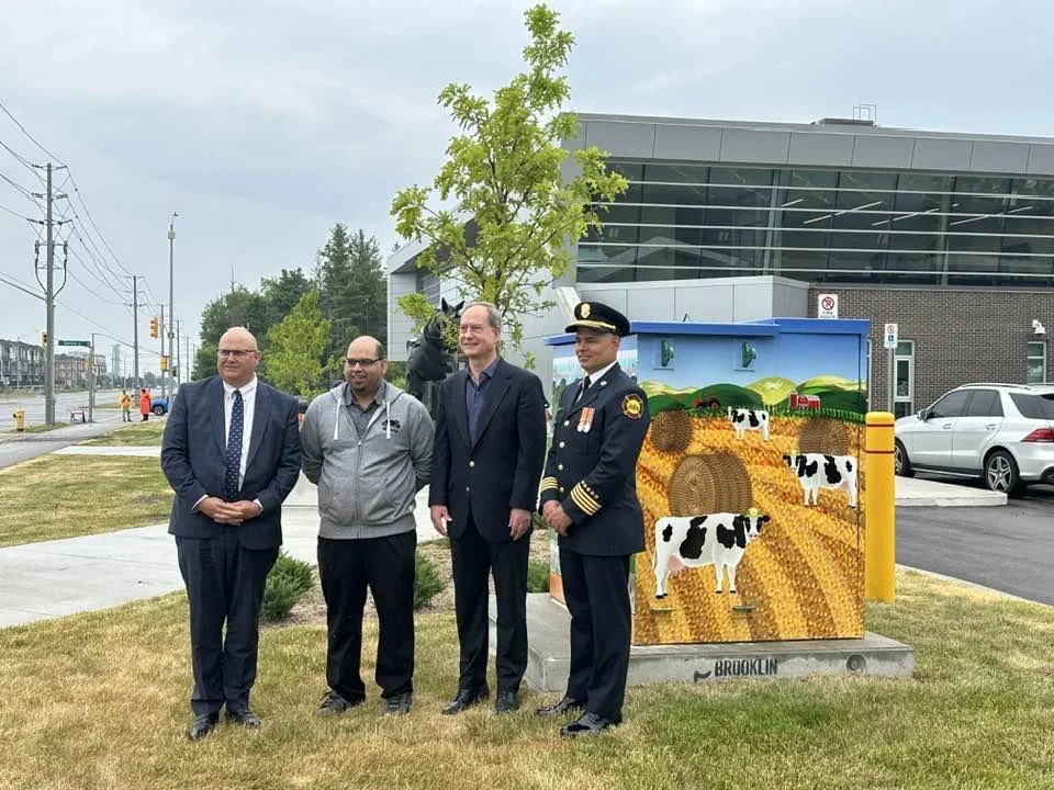 Mayor Kevin Ashe, Myself, Ontario MPP Peter Bethlenfalvy, Pickering Deputy Fire Chief Jason Yoshida