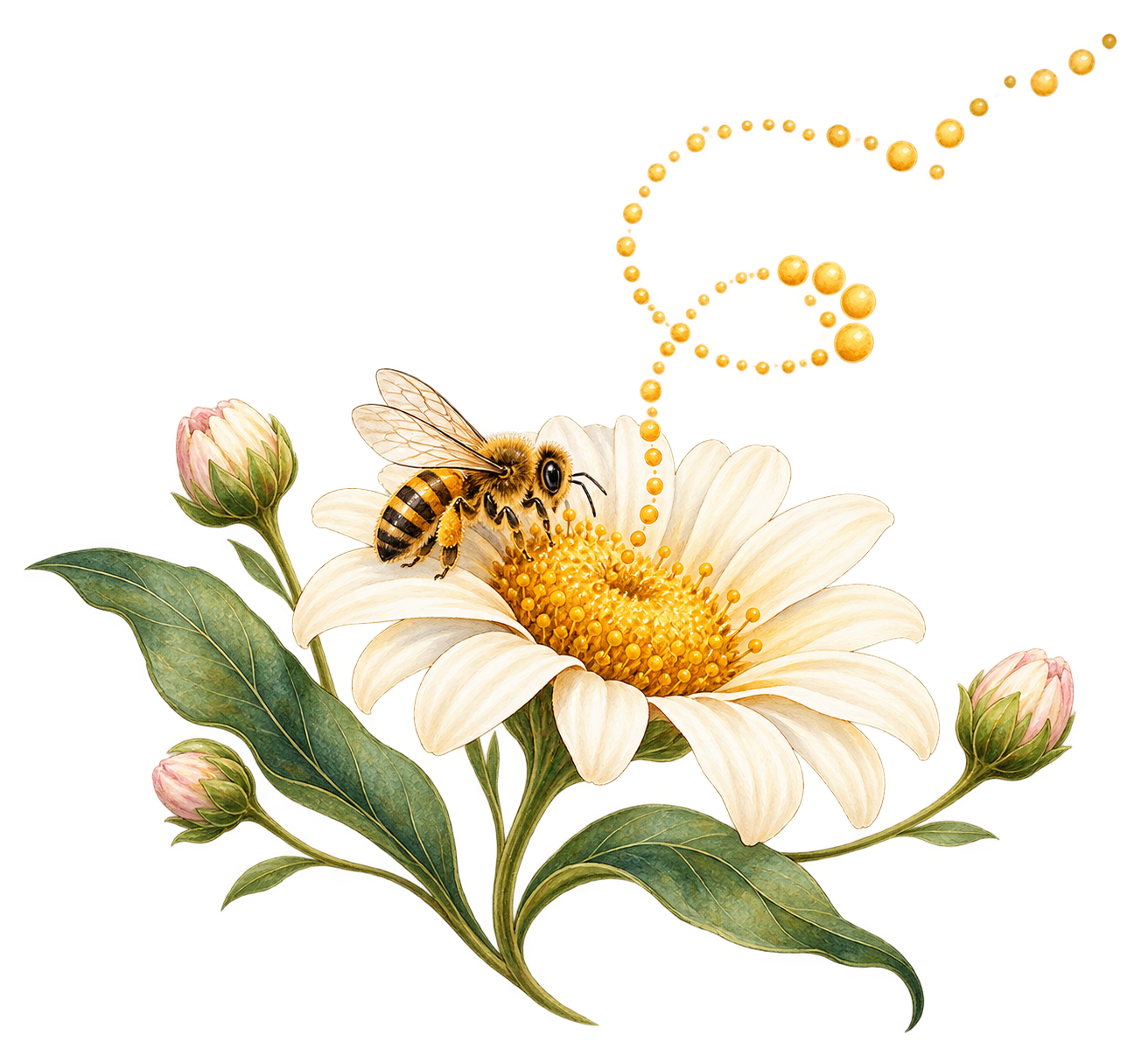 Bee sitting on a daisy