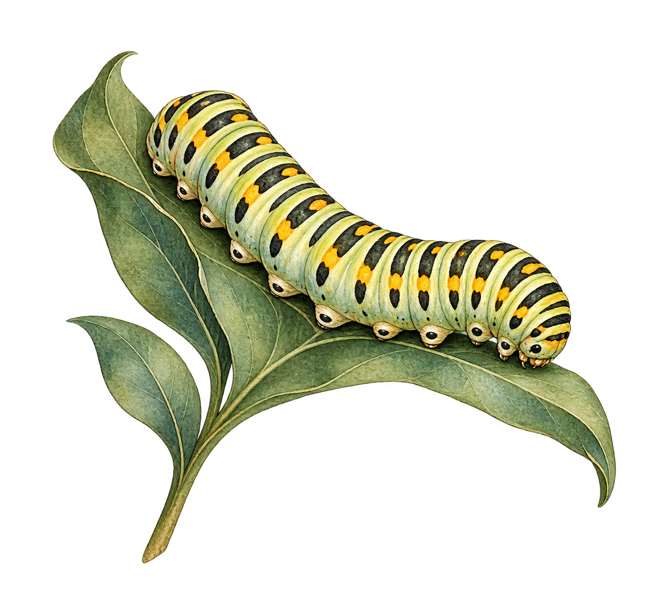 The Daisydot Ecosystem Caterpillar on a leaf