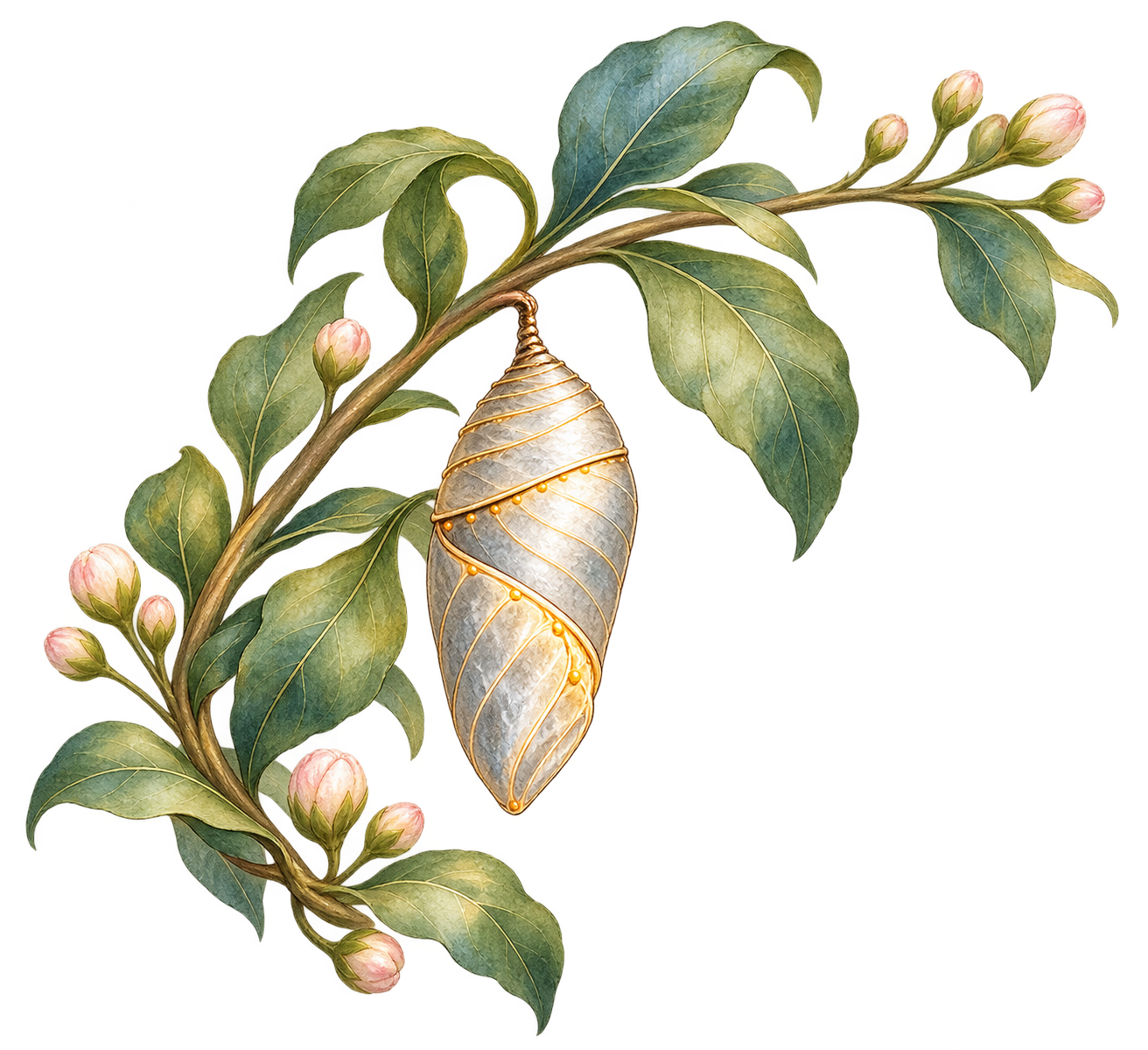 A cocoon on a branch