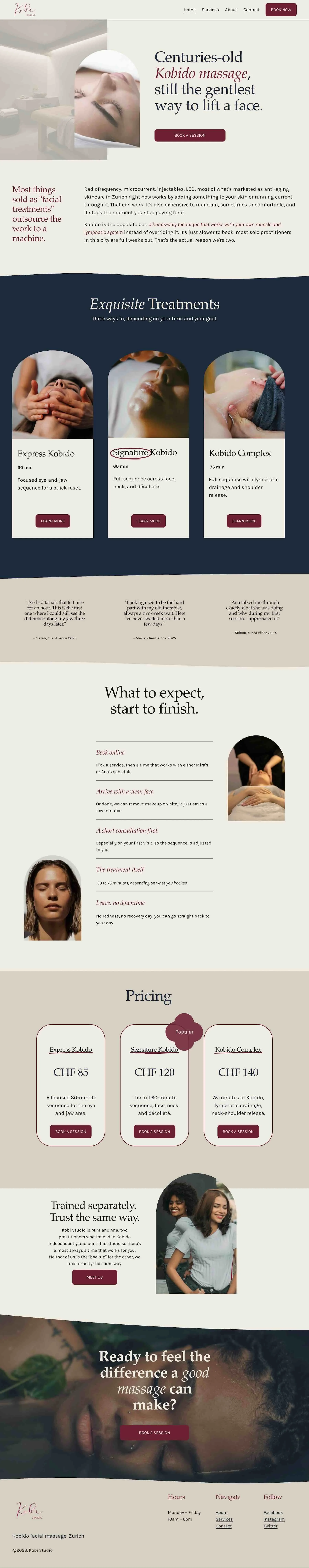 Homepage of the Kobi Studio website