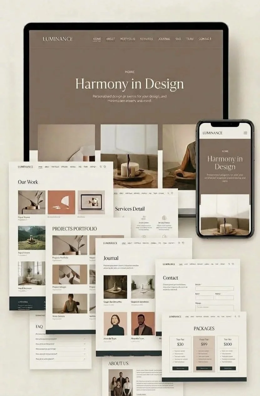 Full website (up to 8 pages) Squarespace service example