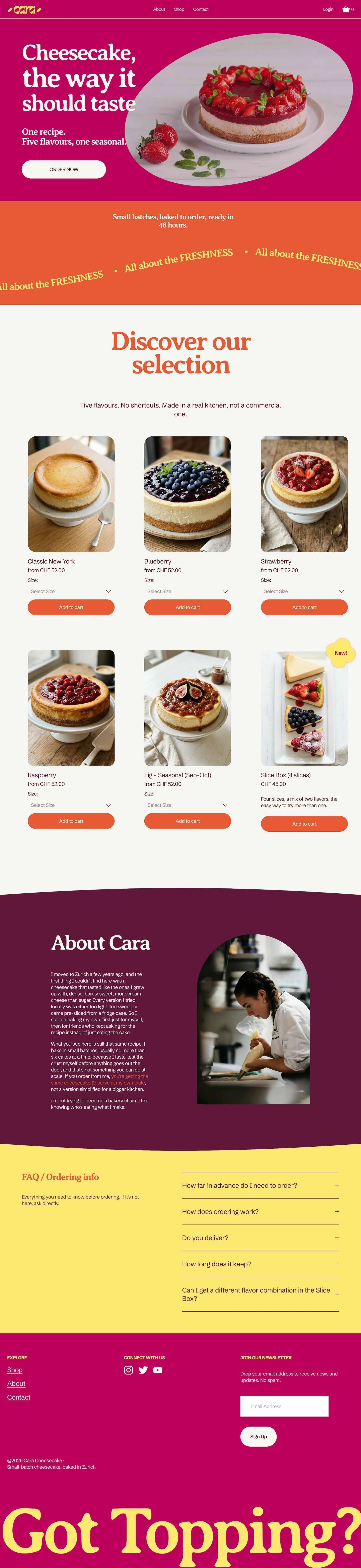 Homepage of Slice of Cara website