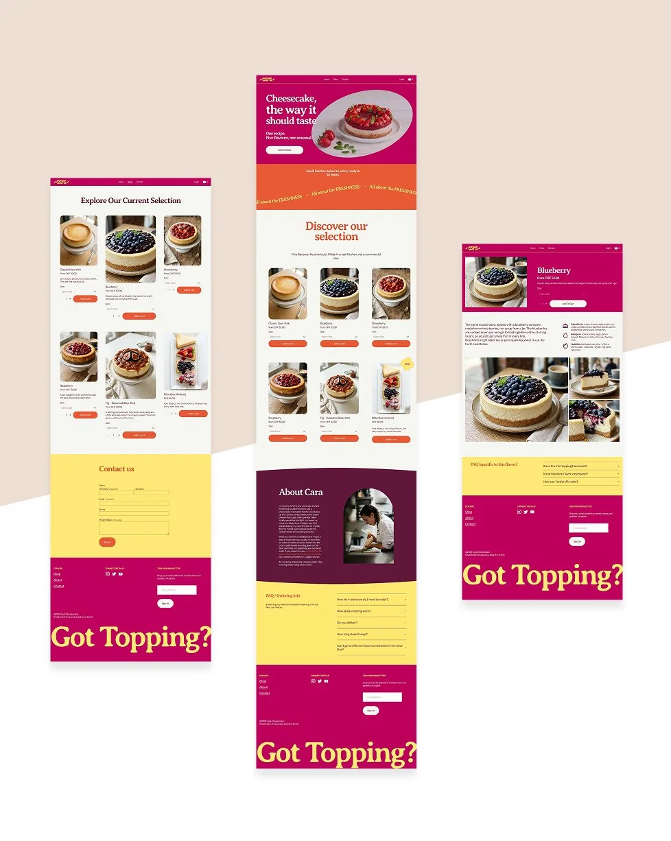 Slice of Cara website screenshots