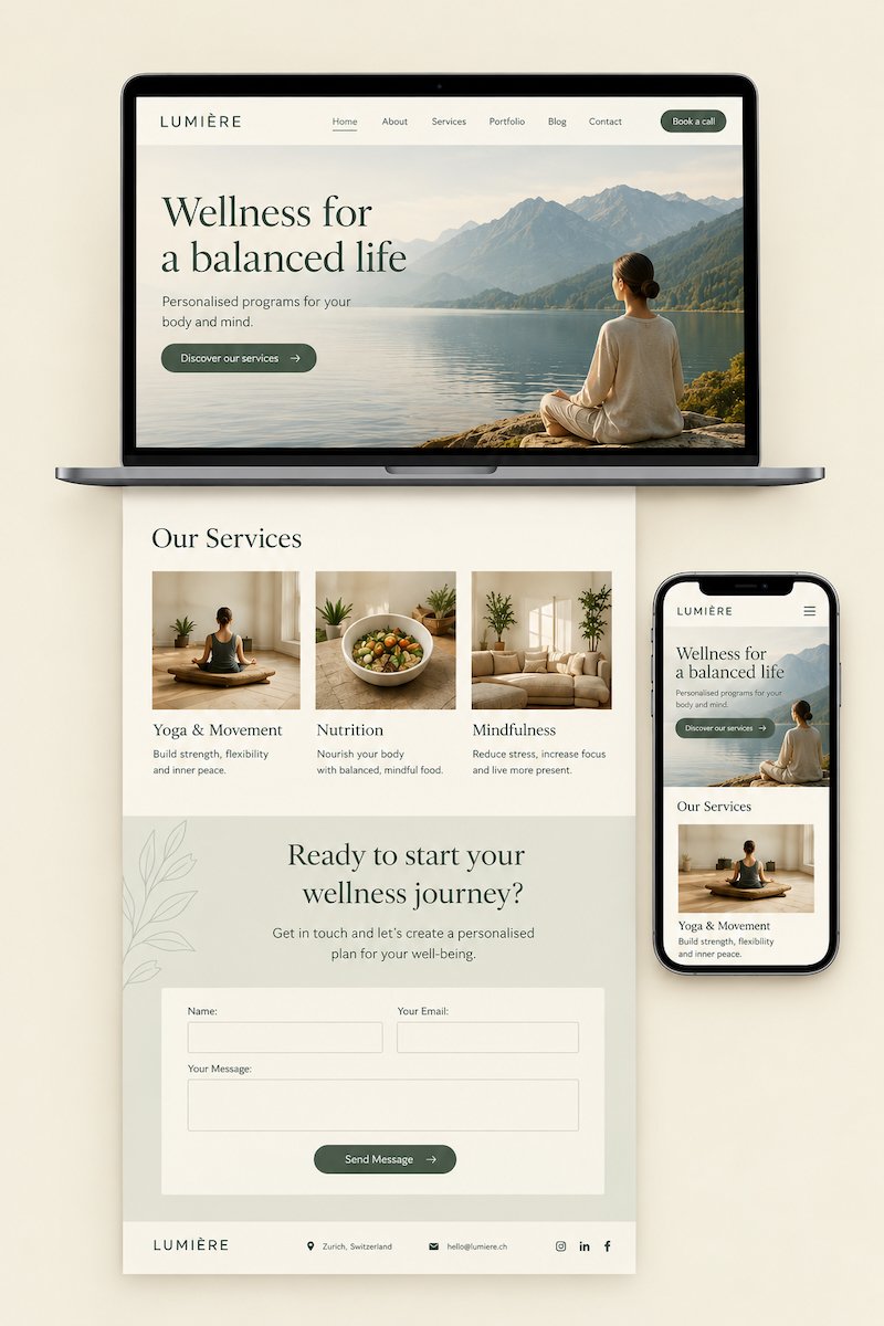 One page website Squarespace service example