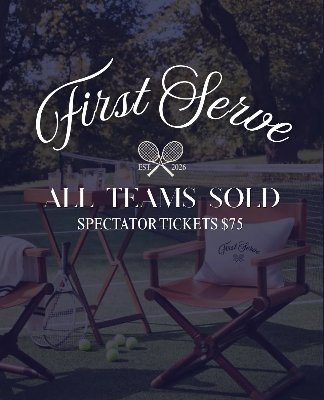 We feel so proud of our community today! All teams for First Serve have sold, but we still have spectator tickets available. Link in bio to purchase!
