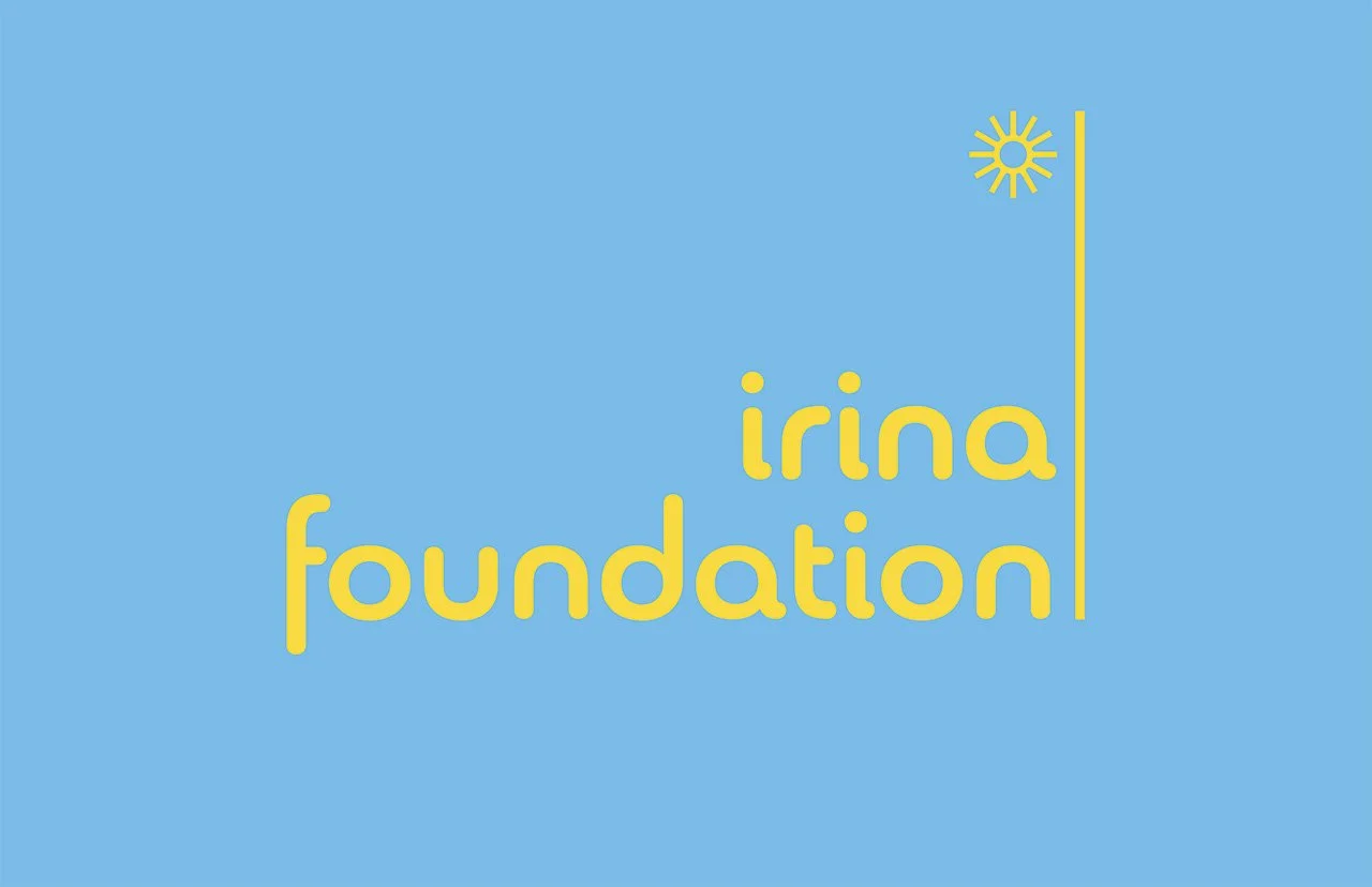Irina Foundation Logo in Blue and Yellow