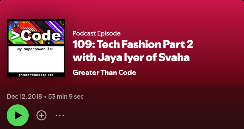 Greater Than Code episode featuring Jaya Iyer