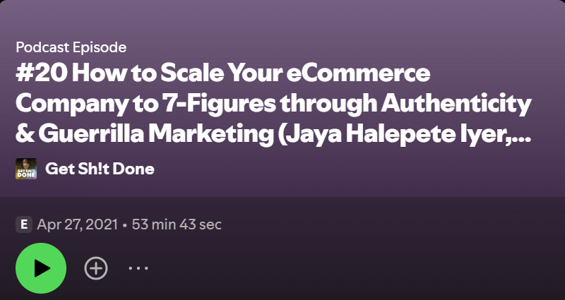 Get Sh!t Done podcast episode featuring Jaya Halepete Iyer