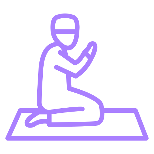 Neon outline of a person kneeling on a mat, holding a phone.