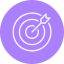 Purple background with a white target icon at the center.