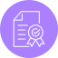 Document icon with a ribbon badge indicating certification or achievement.