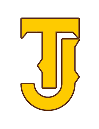 Yellow letter 'J' outlined in black on a white background.