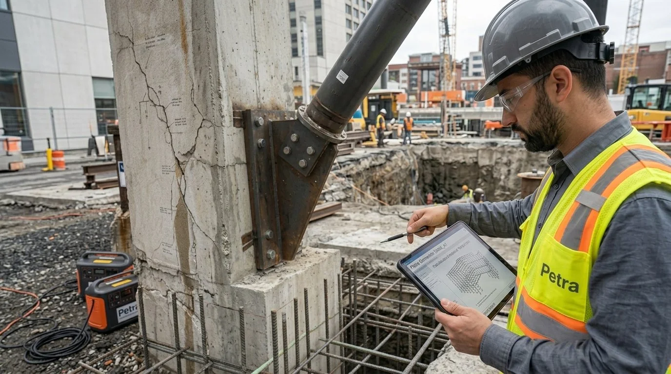 On-site concrete structure inspection and structural integrity evaluation