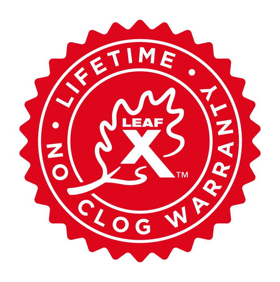 "LEAF X" lifetome no-clog warranty badge