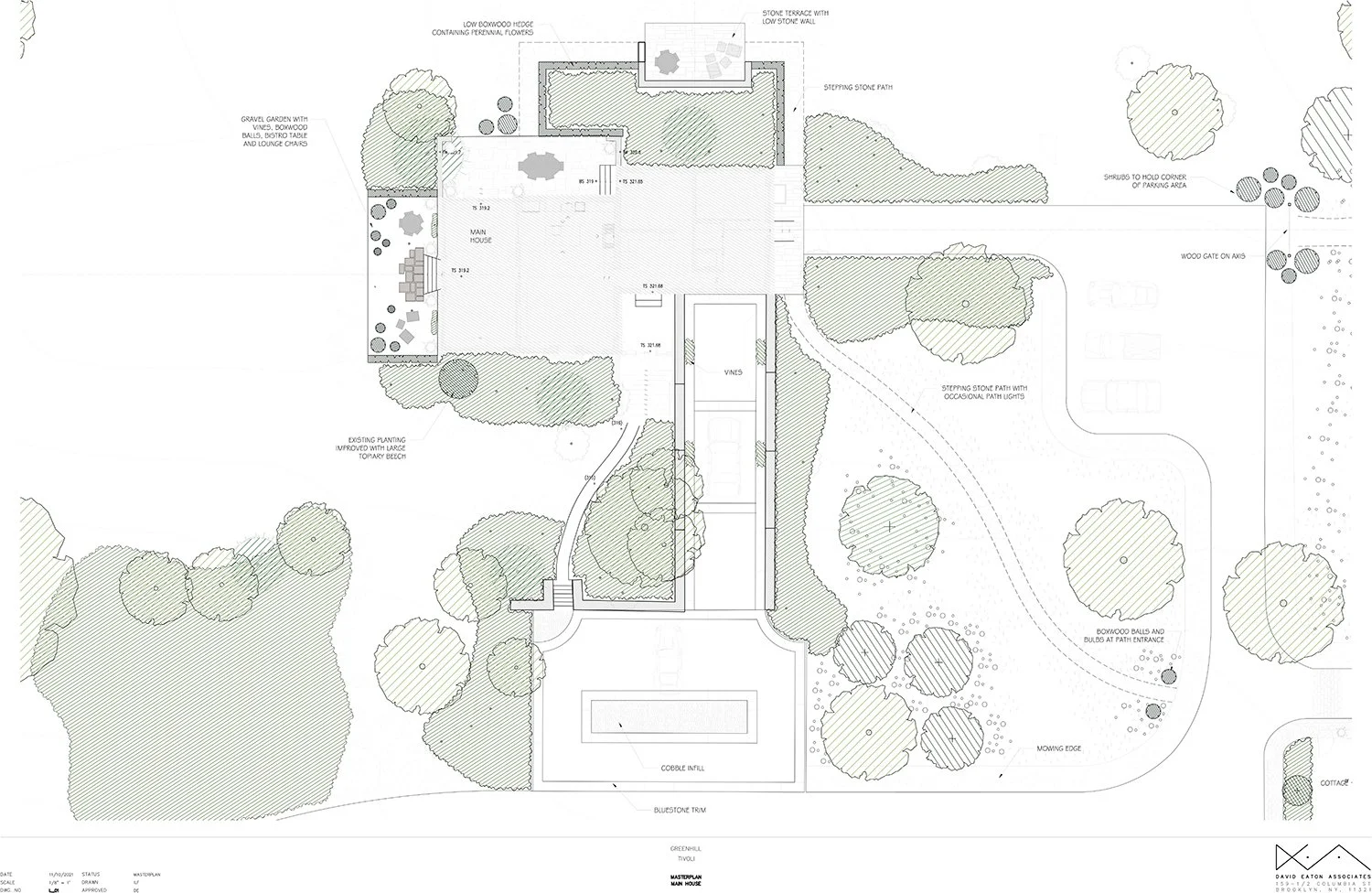 Plan of the main house terraces and gardens, Greenhill Country Estate, Tivoli