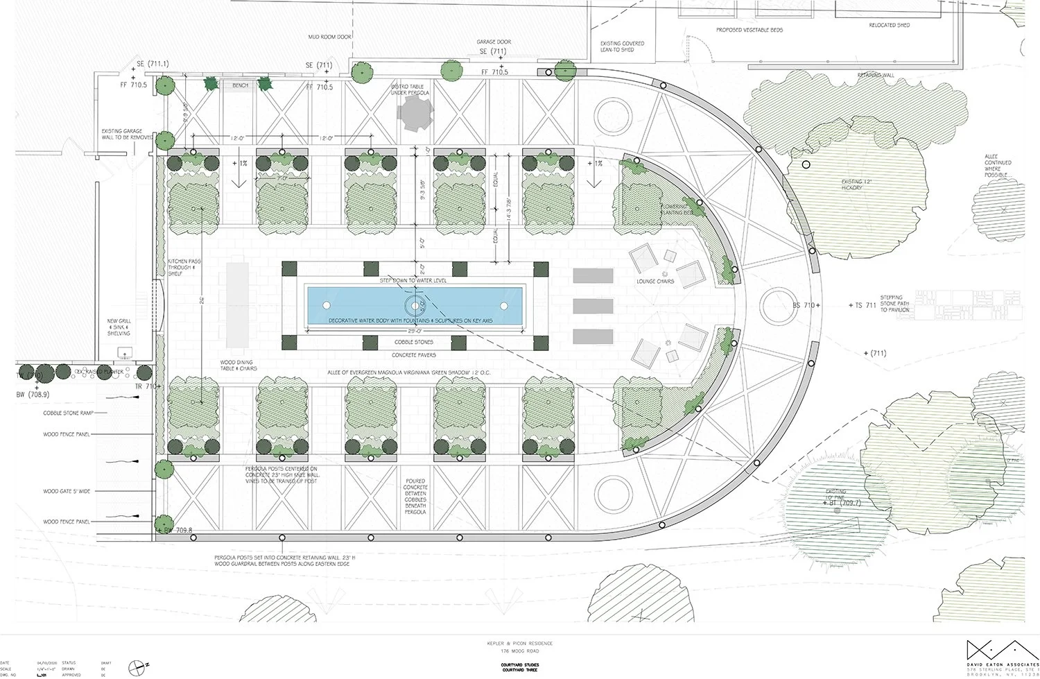 Terrace plan of the garden courtyard and reflecting pool, Hudson Highland Estate, Garrison NY