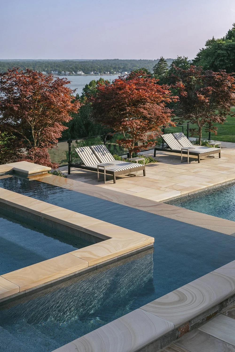 Negative-edge pool with views across the river, Riverfront Estate, Navesink River