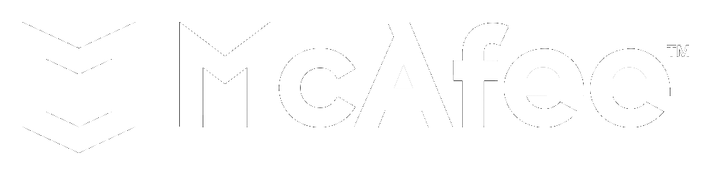 The logo of McAfee with a black background and white text.