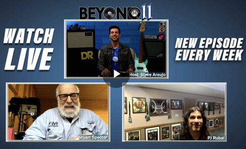 Promotional graphic for the TV show "Beyond 11" featuring host Steve Araujo, Stuart Spector, and PJ Rubal, with text promoting live weekly episodes.