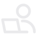 Icon of a person sitting at a computer with a speech bubble above, suggesting online communication or customer support.