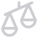 Outline of a balanced scale, symbolizing justice or law