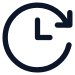 An icon of a clock with a circular arrow around it, indicating time or refresh.
