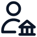 Icon of a person with a house, representing homeownership or real estate.