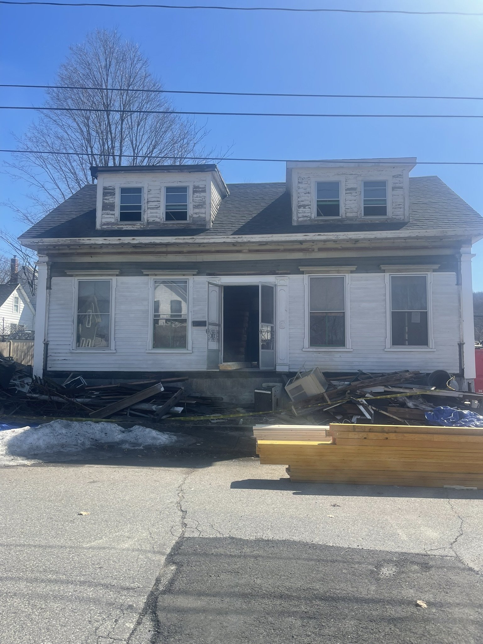 BEFORE — Exterior during renovation at 34 Huntington Avenue