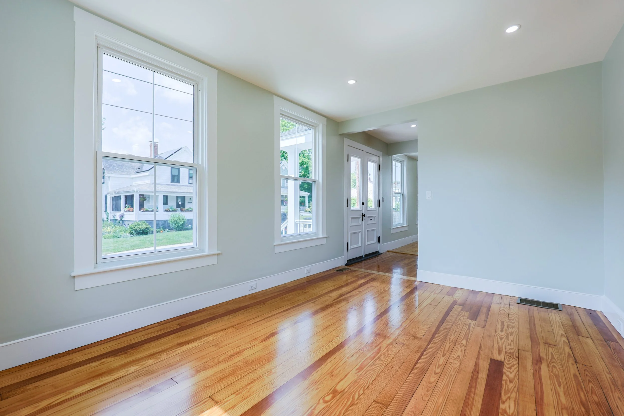 Finished living space at 34 Huntington Avenue in Amesbury, renovated by Reimagined Residences