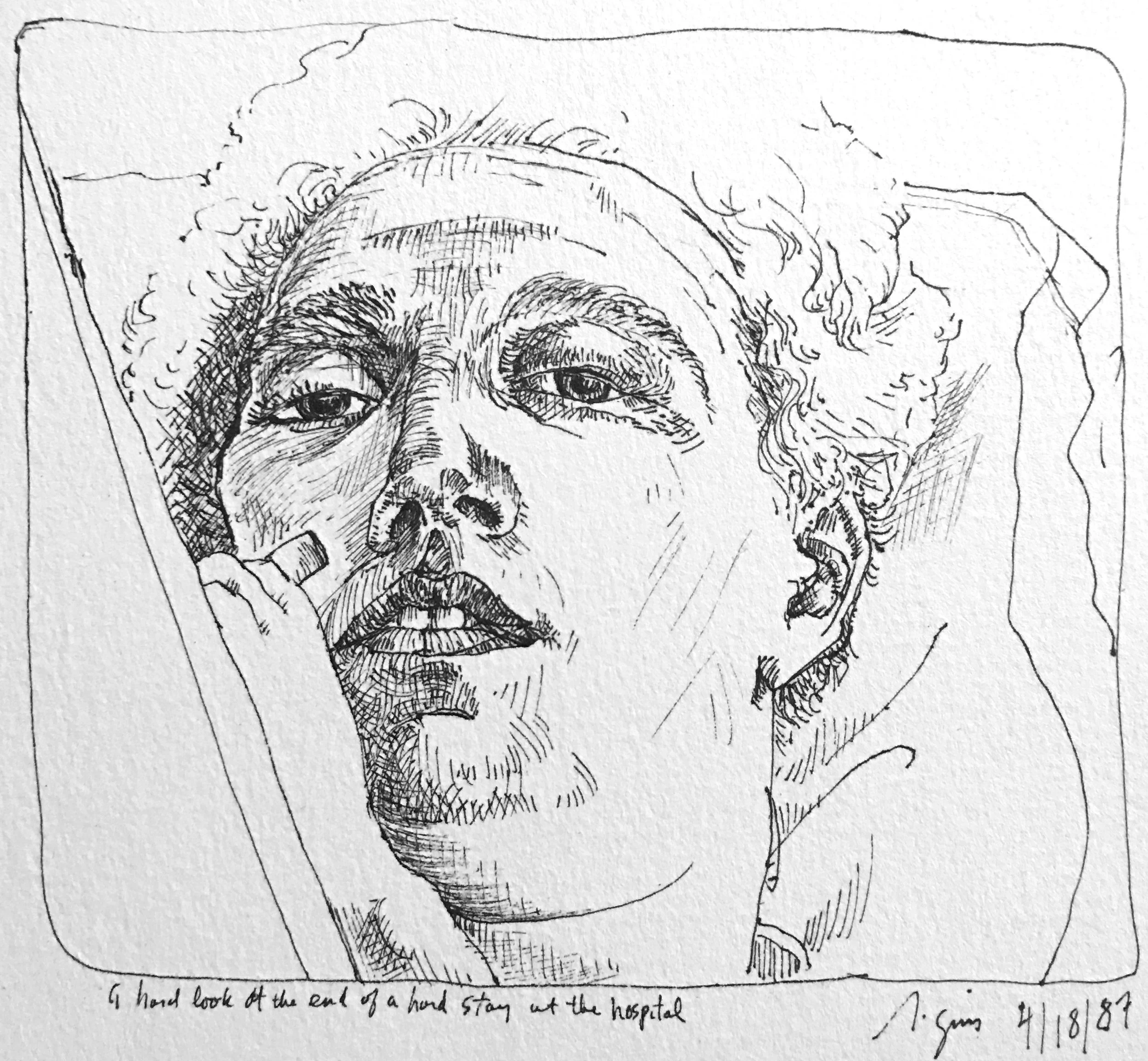 Self Portrait Hospital Stay '87