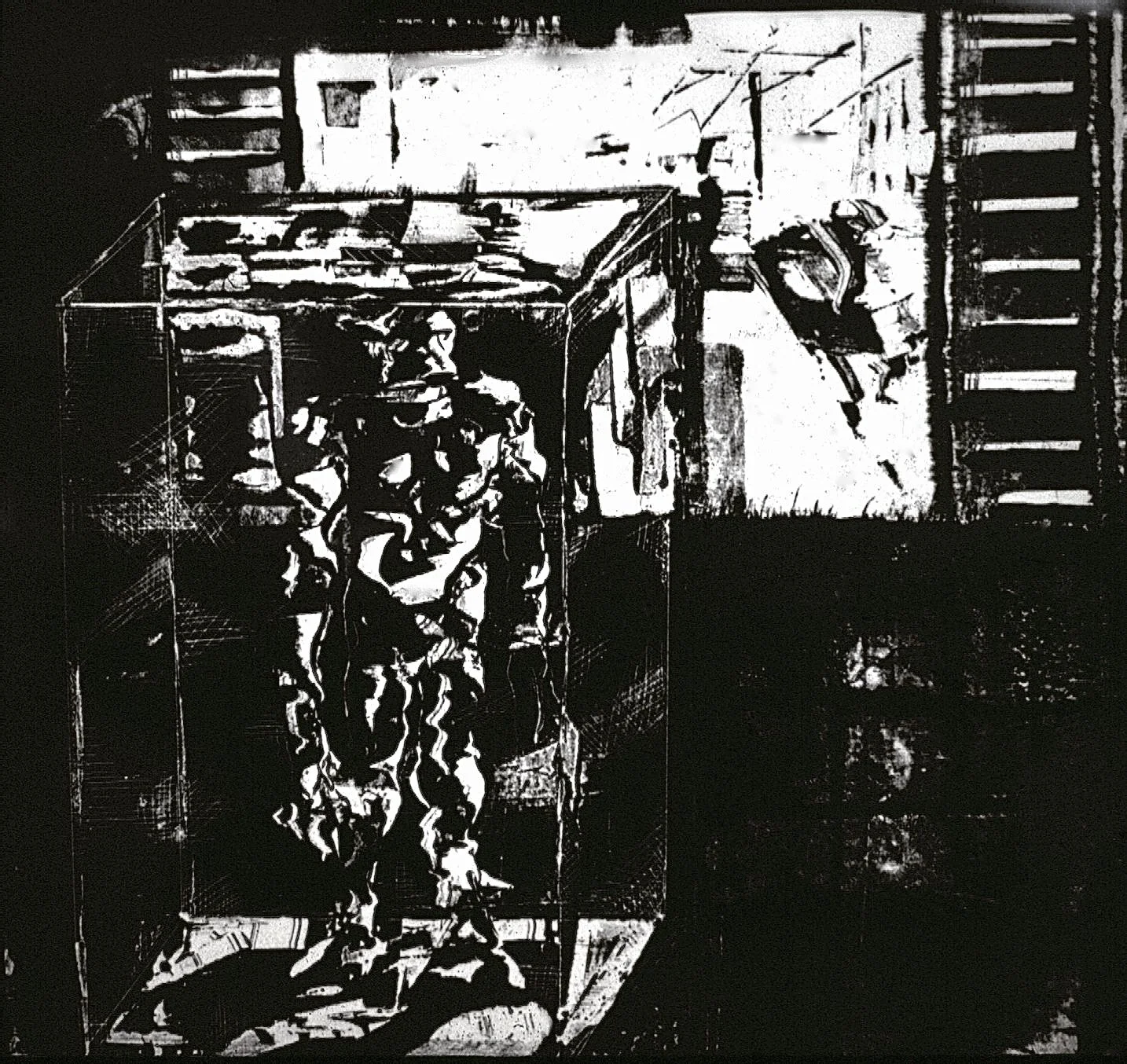 Man in Cube with Window