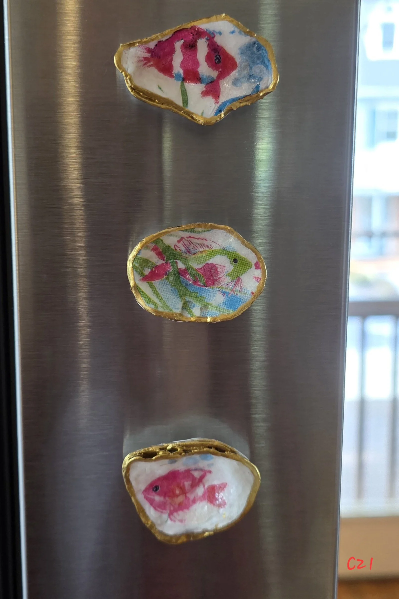 Bright Fish Oyster Shell Magnet Set