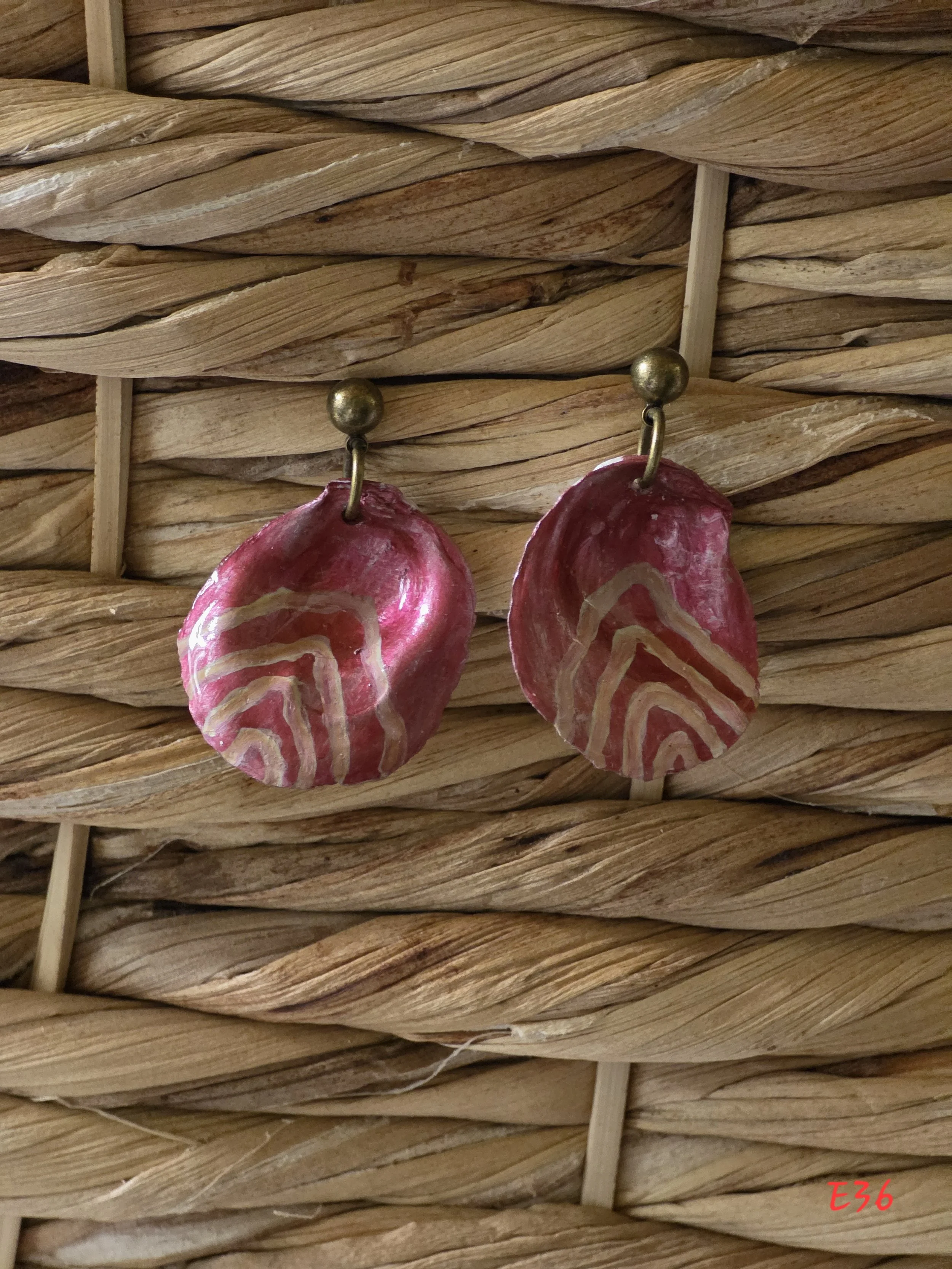 Burgandy and Bronze Oyster Shell Earrings