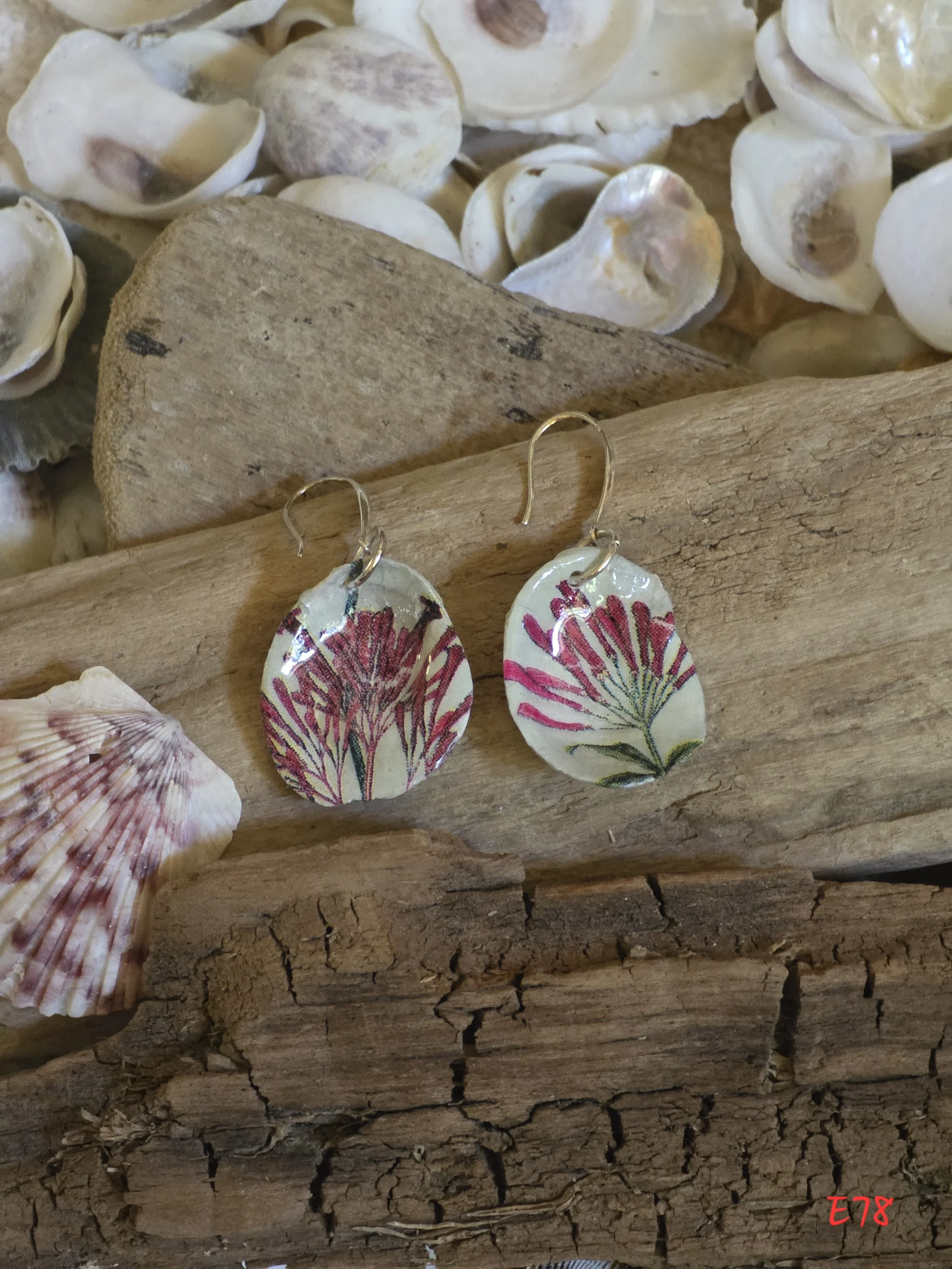 Pink Tube Flower Oyster Shell Earrings