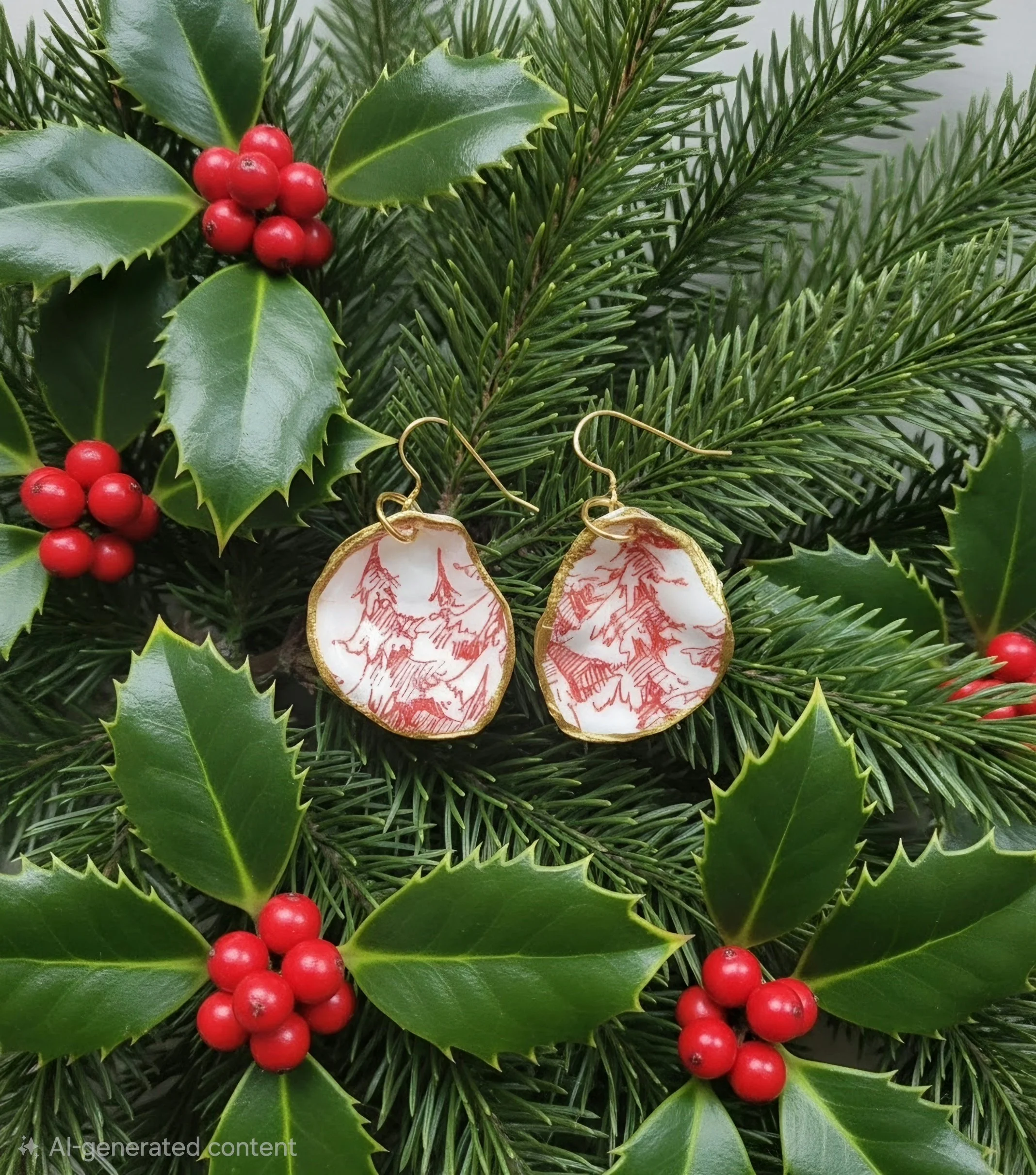 Red Forest Natural Shell Earrings