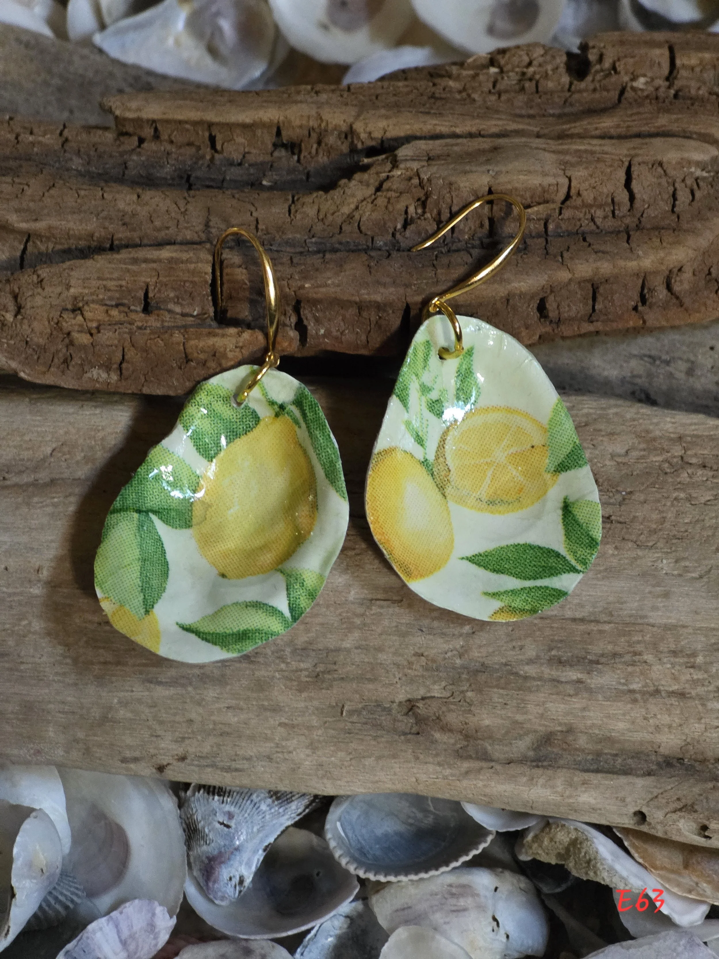 Lemon Oyster Shell Earrings