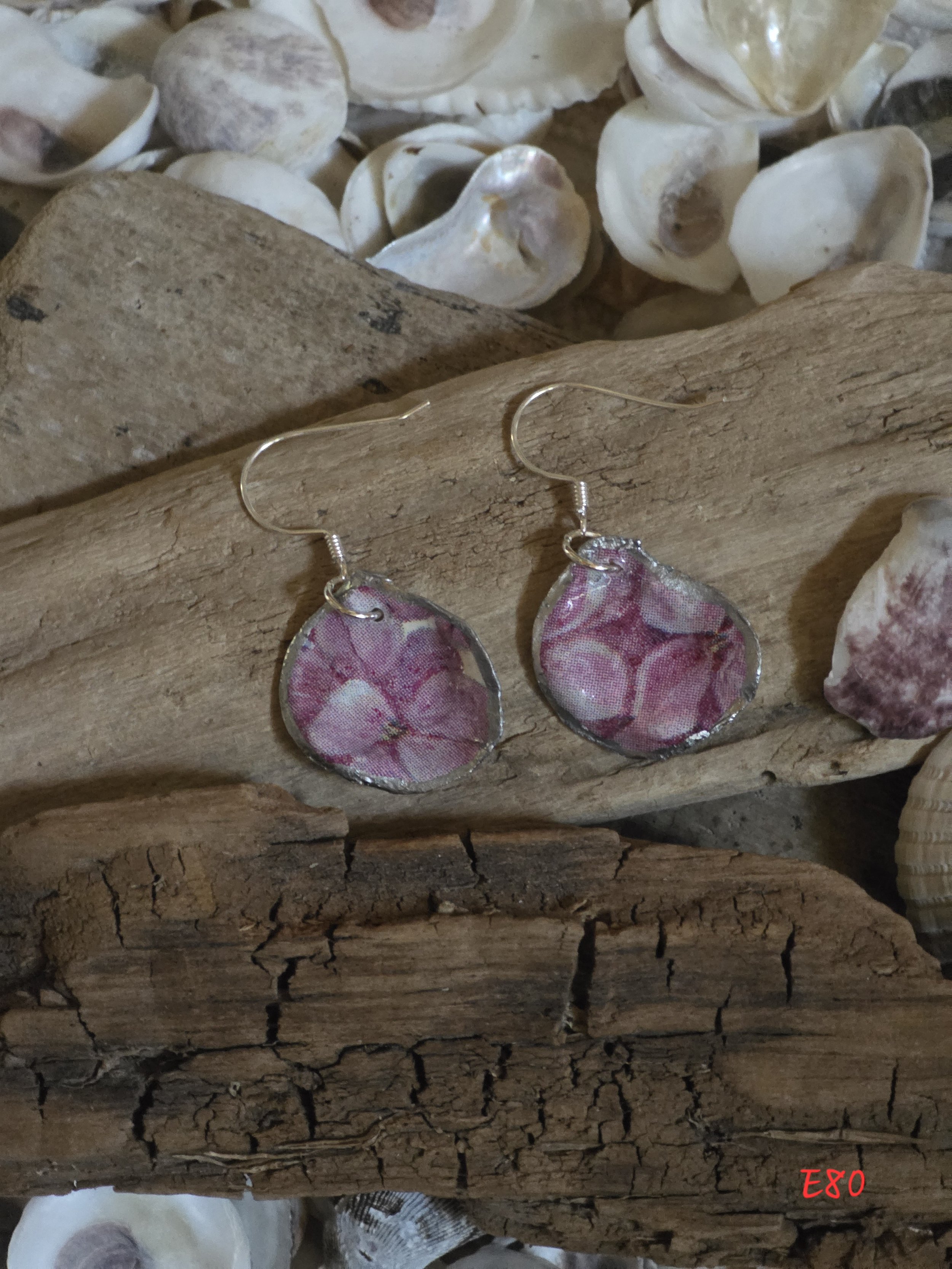 Purple Hydrangea Oyster Shell Earrings