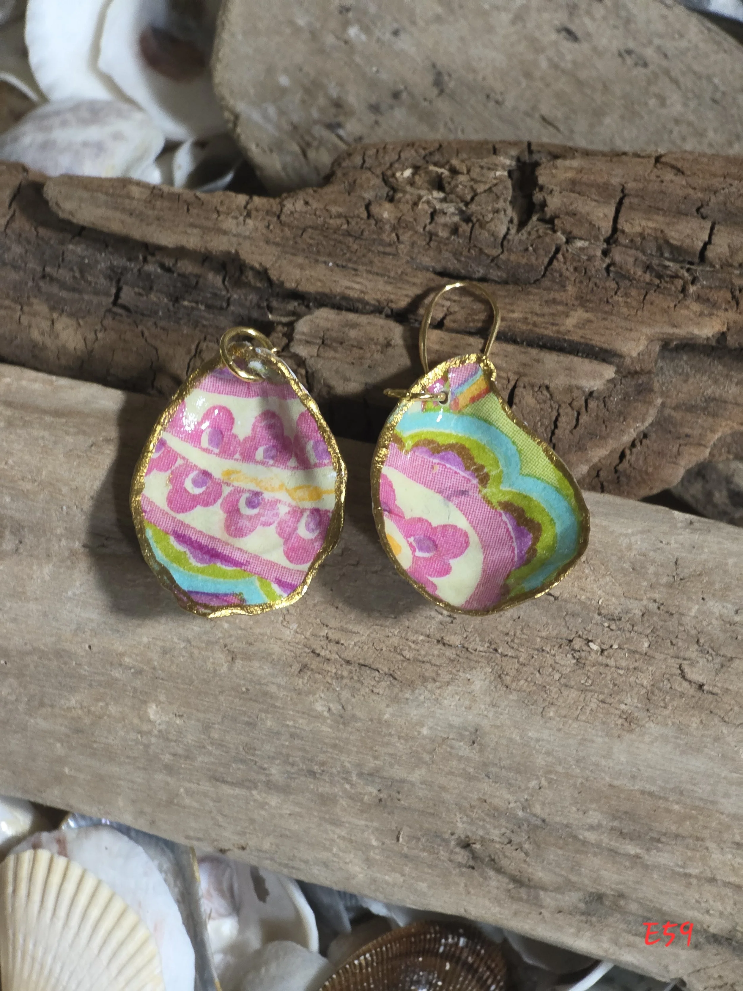 Pink Paisley Oyster Shell Earrings
