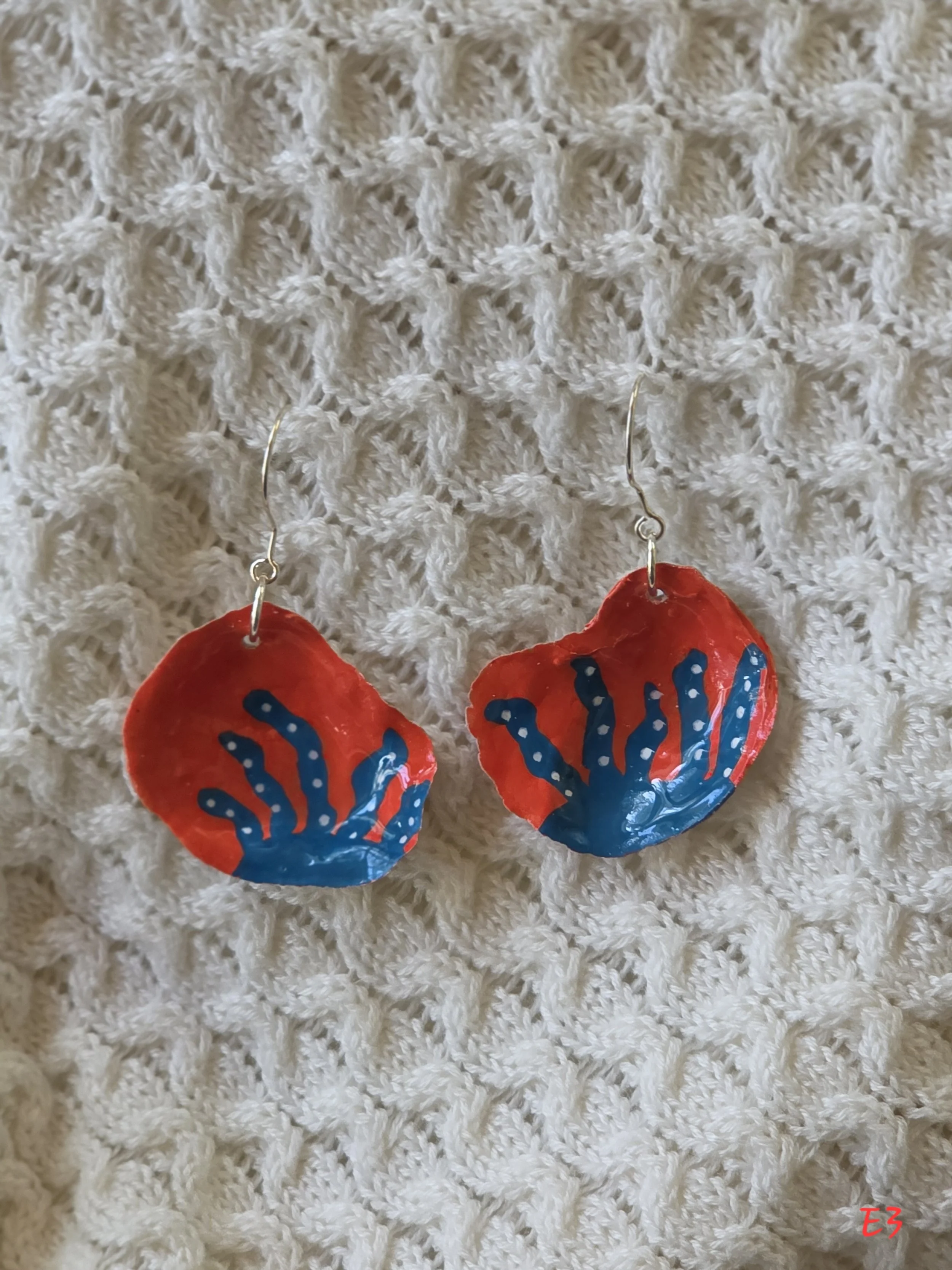 Orange Coral Reef Oyster Shell Earrings
