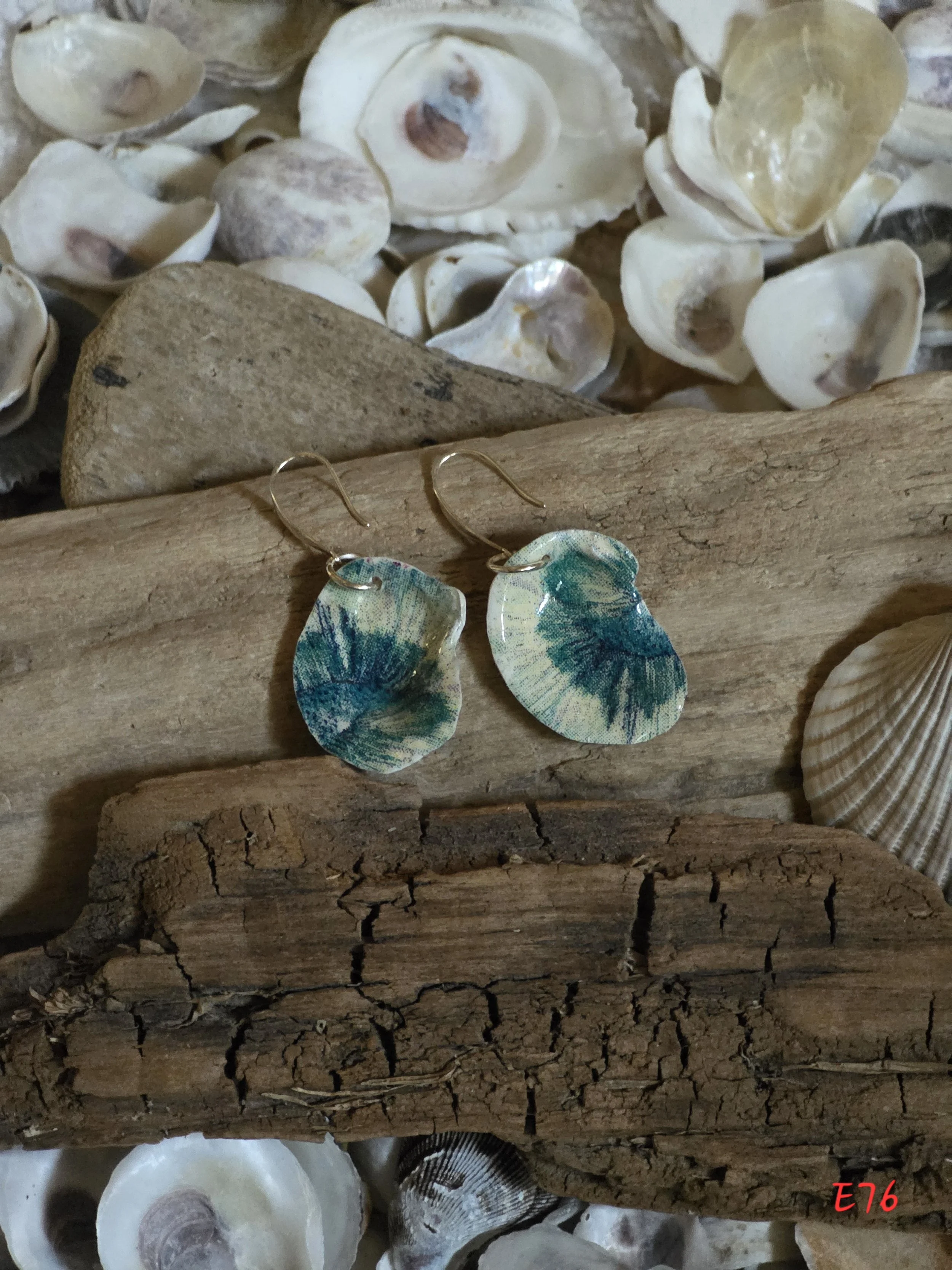 Blue Beta Oyster Shell Earrings