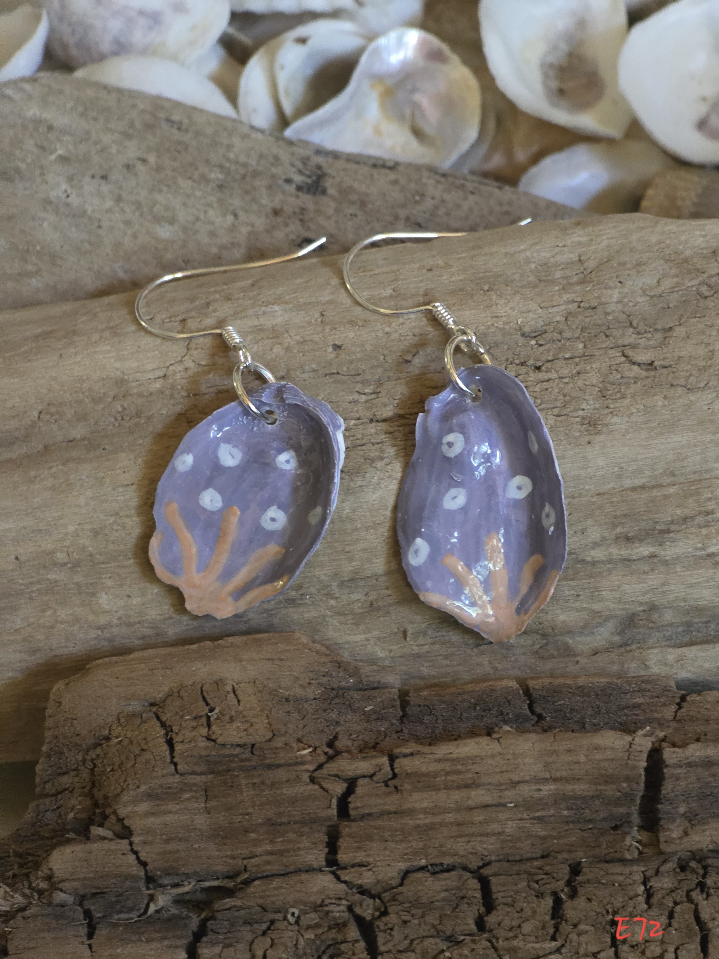 Purple Coral Oyster Shell Earrings
