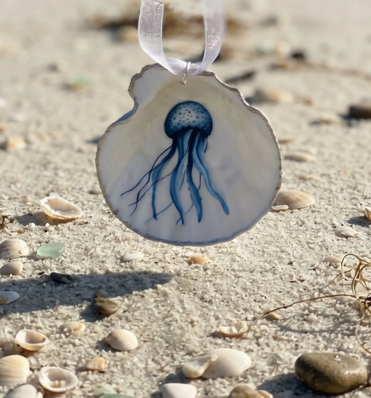 Jellyfish Scallop Shell Ornament