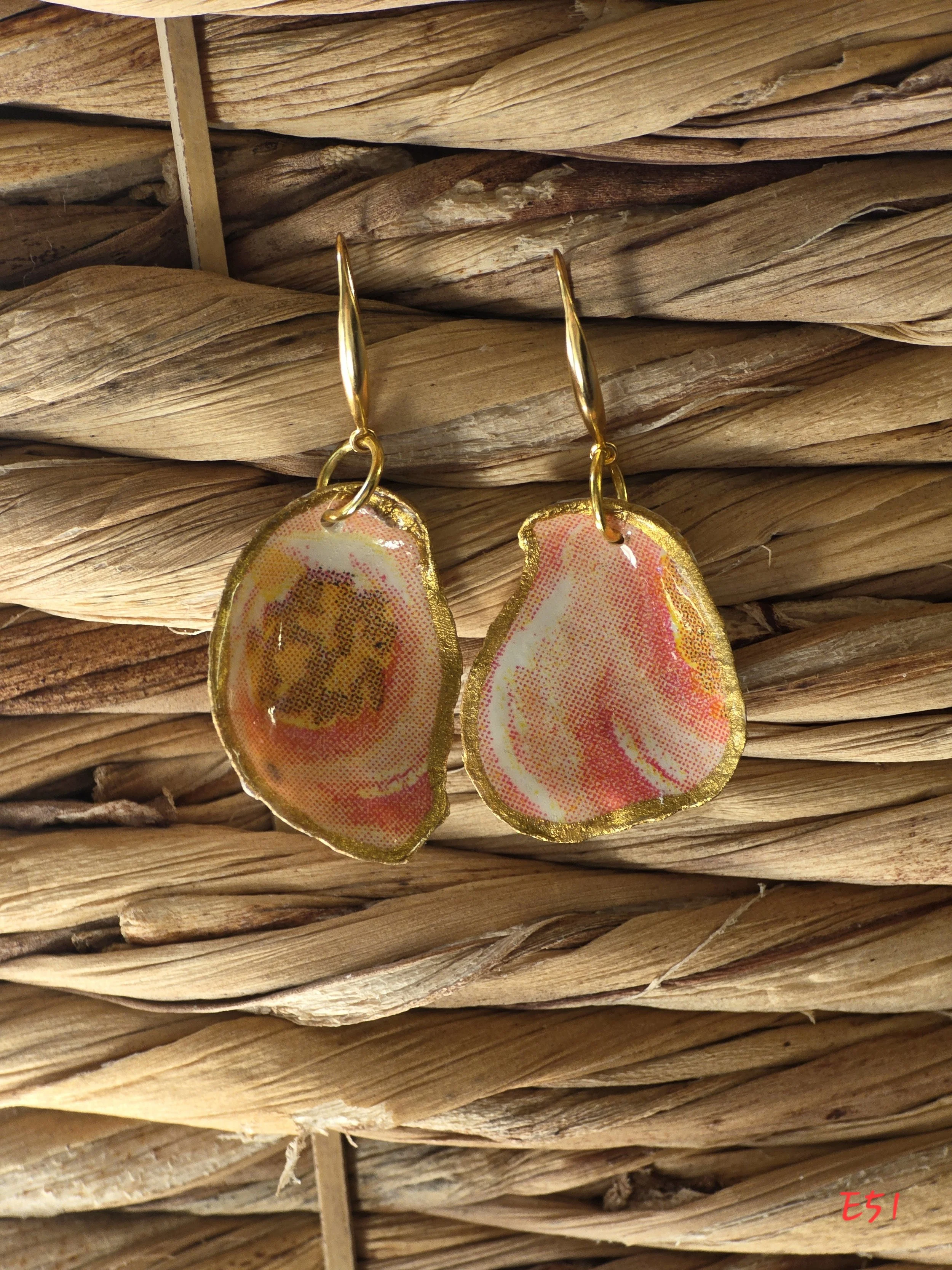 Peach Swirl Oyster Shell Earrings