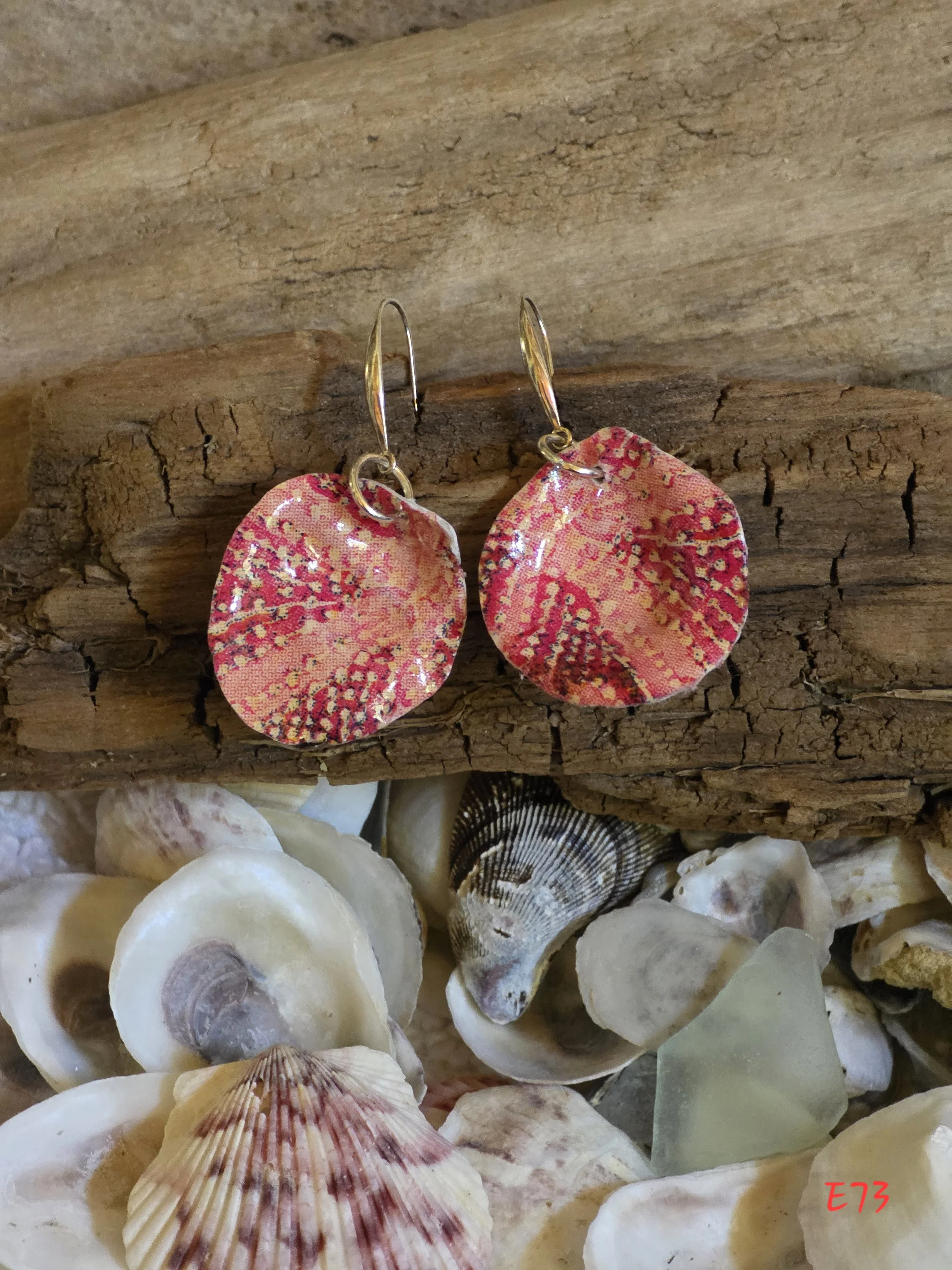 Pink Urchin Oyster Shell Earrings