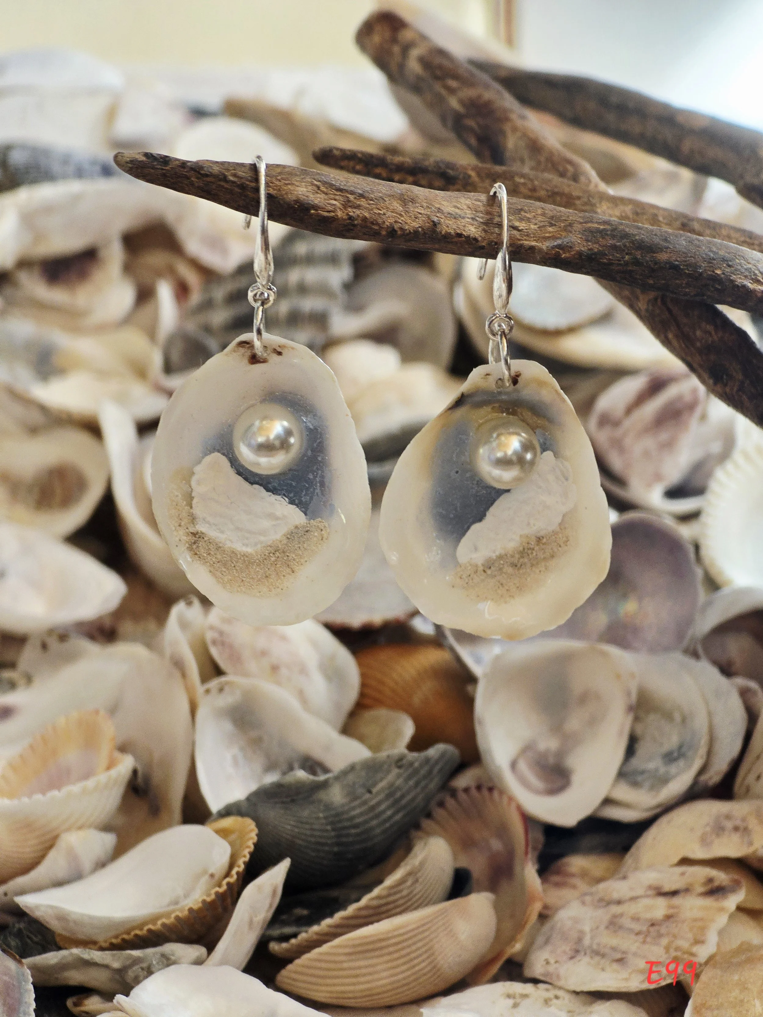 Blue Waters Oyster Shell Earrings